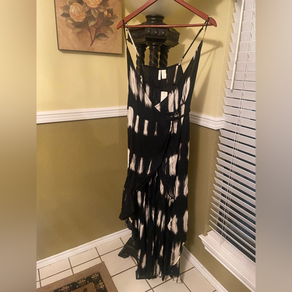 Hi-Low Y2K TyeDye Black and White Wrap Dress